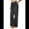 thumbnail image 2 of Pantalones Vaqueros de Pierna para Mujer, Cintura Alta, Rectos, Elásticos y con Bolsillos. Negro M, 2 of 8