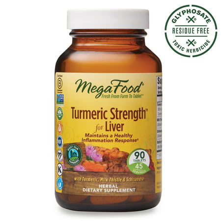MegaFood, Turmeric Strength for Liver, Maintains a Healthy Inflammation Response, Vitamin and Herbal Dietary Supplement, Gluten Free, Vegan, 90 tablets (45