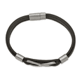 thumbnail image 2 of Primal Steel Stainless Steel Brushed Infinity Symbol Black Leather 8 Inch Bracelet, 2 of 7