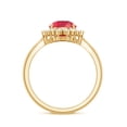thumbnail image 2 of Rosec Jewels Lab Grown Ruby Ring with Diamond Halo for Women - 2.9 Carat - AAAA Grade Certified, 18K Yellow Gold, US 9.00, 2 of 8