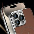 thumbnail image 3 of ELEHOLD for iPhone 13 Leather Magnetic Case Compatible with Mag Safe All-inclusive Lens Protection Matte Metal Bumper Frame Slim Fit Lightweight Anti-Scratch Protective Case,Brown, 3 of 9