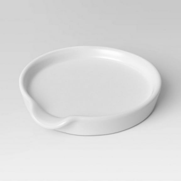 Stoneware Spoon Rest - Threshold: White Ceramic Spoon Holder, Dishwasher-Safe, 5.25" x 5"