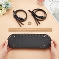 thumbnail image 3 of 1Set 26.4~27.9 Inch Sew On Leather Bag Handle Woven Crochet Bottom Black Handbag Short Shoulder Strap Adjustable Handbag Shoulder Strap Replacement Bag Accessory Set, 3 of 6