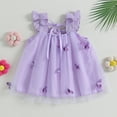 thumbnail image 4 of Musuos Baby Girls Summer Princess Dress, 6 9 12 18 24Months Fly Sleeve Square Neck 3D Butterfly Tutu Tulle Dress Infant Outfit, 4 of 9