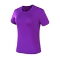 thumbnail image 2 of Felirenzacia Women's Stretchy Quick Dry Mesh T Shirt Short Sleeve Crew Neck Moisture Wicking Athletic Tops, Workout & Running Activewear Tees Purple,S, 2 of 6