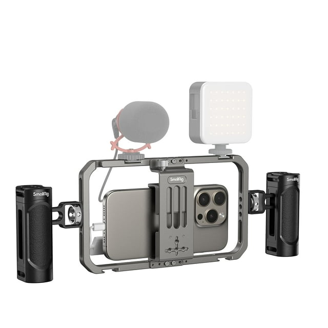 SmallRig Universal Phone Cage, Smartphone Video Rig Kit with Handles, Handheld Filmmaking Vlogging Case Stabilizer for Videomaker, for iPhone for Samsung for Pixel and Other Android Phones