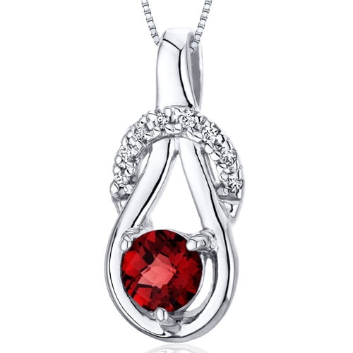 0.5 ct Round Red Garnet Pendant Necklace in Sterling Silver, 18 ...