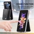 thumbnail image 4 of ELEHOLD for Samsung Galaxy Z Flip 6 Case, Leather Flip Detachable Card Holder Adjustable Cross-Body Strap Hinge Protection Shockproof Full Body Protective Case for Samsung Galaxy Z Flip 6,Black, 4 of 9