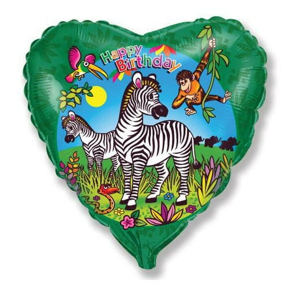 LOONBALLOON Safari-Jungle Balloons, 18″ BIRTHDAY ZEBRAS