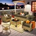 thumbnail image 6 of Vcatnet Outdoor Conversation Set, 6 Pieces Sectional Sofa, All Weather Wicker Patio Furniture Set with Swivel Rocking Chairs, Black, 6 of 10