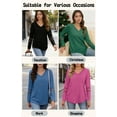 thumbnail image 6 of UVN Fall Blouses for Women Long Sleeve V Neck Tunic Tops Casual Hollow Out Curved Hem Dressy Shirts, 6 of 8