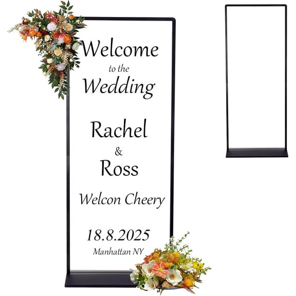 31x71 Inch Display Stand Sign Holder,Heavy Duty Pedestal Double-Sided Floor Standing Poster Stand,Wedding Sign Holder Fit Wedding,Restaurant or Business,Black