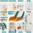 thumbnail image 2 of 12 in 1 Toddler Slide, NEORIVER Kids Indoor Slide for Toddlers 1-3 Years Old, Toddler Indoor Playground with Drawing Board, Golf Set, Ring Toss, Basketball Hoop and Storage, 2 of 7