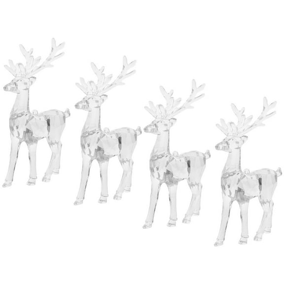 SOPOTUTU 4-Piece Deer Shape Reindeer Ornaments Acrylic Figurines for Home Desktop Holiday Christmas Decoration Set