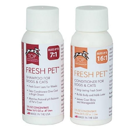 PetEdge TP1033 34 02 2 oz Top Performance Fresh Pet Dog Grooming Shampoo Conditioner