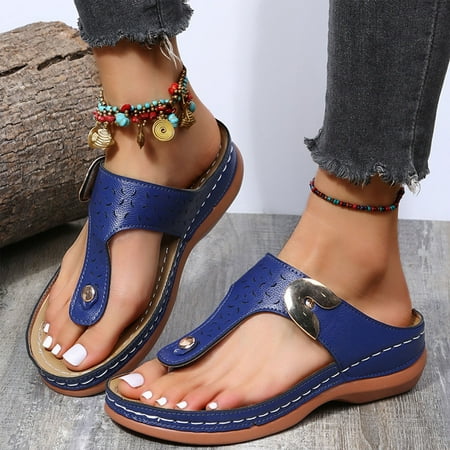 

asdoklhq Womens Slide Slippers Women s Fashion Solid Color Sandals Summer Flip Flops Thick Heel Slippers Hollow Casual Shoes