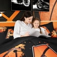 thumbnail image 4 of Homewish Cartoon Basketball Boys Twin Bedding Sets 7-Piece, Black Orange Monogrammed A Bedding Comforter Set, Modern Ball Sports Player Reversible Sheet Sets, Breathable Home Decor, 4 of 8