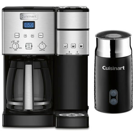 Electric With Timer Coffee Maker - Cuisinart SS-15 12-Cup Coffee Maker and Single-Serve Brewer, Stainless Steel with Cuisinart FR-10 Tazzaccino Milk Frother