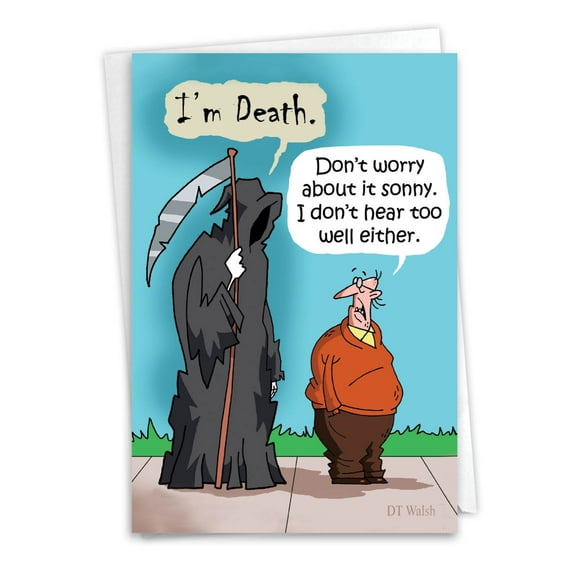 NobleWorks Funny Birthday Paper Card with 5 x 7 Inch Envelope (1 Card) Bday I'm Death C6076BDG