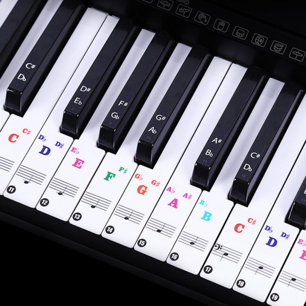 Kids Piano Keyboard Stickers for 88/61/54/49/37 Key Colorful Large Bold Letter Piano Stickers Perfect for kids Learning Piano Multi-Color,Transparent,Removable 
