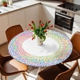 thumbnail image 2 of Rainbow Polka Dot Art Elastic Fitted Round Table Cover Vintage Wave Point Waterproof Outdoor Tablecloth for Holiday Party, Picnic, Patio & Dining Fits Tables Up to 45"-54", 2 of 8