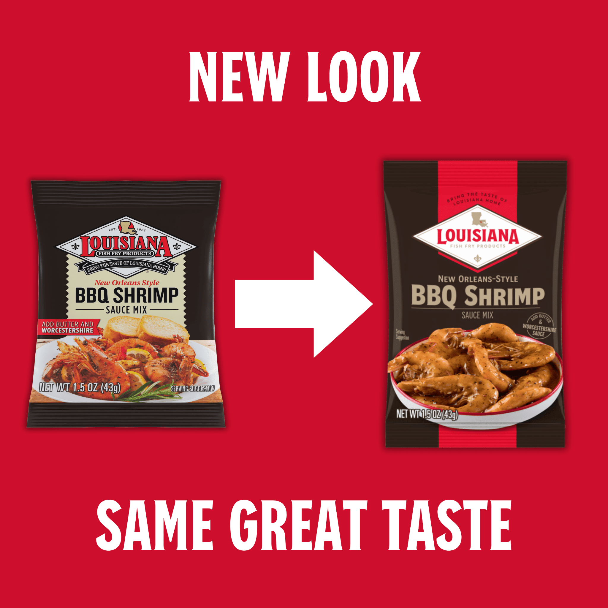 Louisiana Fish Fry Products New Orleans Style BBQ Shrimp Sauce Mix, 1.5 oz Bag, Dairy-Free, Contains Shellfish, Flavorful Shrimp