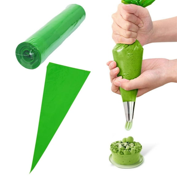 50-Pack 21 Inch Disposable Pastry Bags, Food Grade Piping Bags for Cake Decorating, Leakproof Tipless Frosting Bags for Baking, Cookies, Royal Icing & Confectionery (Green)