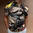 thumbnail image 2 of Psychedelic Pig Head Colorful Men Zipper T-shirt Summer Casual Short Sleeve T-shirt Top, 2 of 7