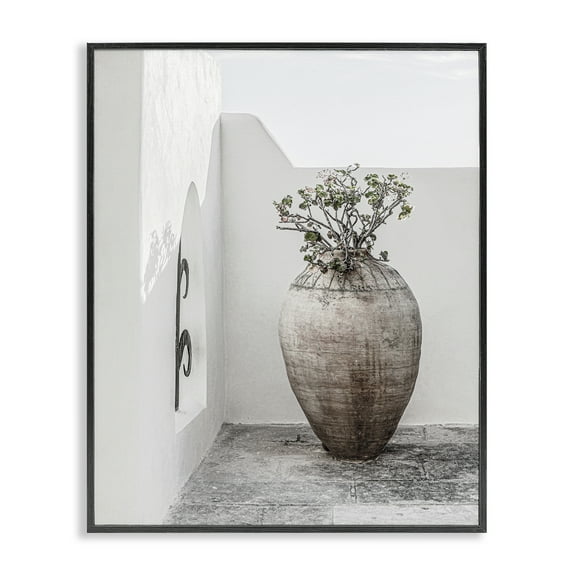 Stupell Industries Flower Vase with Architecture Buildings & Architecture Photography Black Framed Art Print Wall Art, 11 x 14