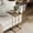 Gold, variant on SolaceHue Farmhouse C Shaped End Table with Distressed Wood & Metal Woven Tray Top, Modern Slim Snack Side Table with Metal Base, Gold