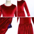 thumbnail image 4 of FYMNSI Girls Velvet Christmas Dress Evening Party Dress Vintage Long Sleeve Ruffle Maxi Gown with Pockets 7-8 Years Red, 4 of 5