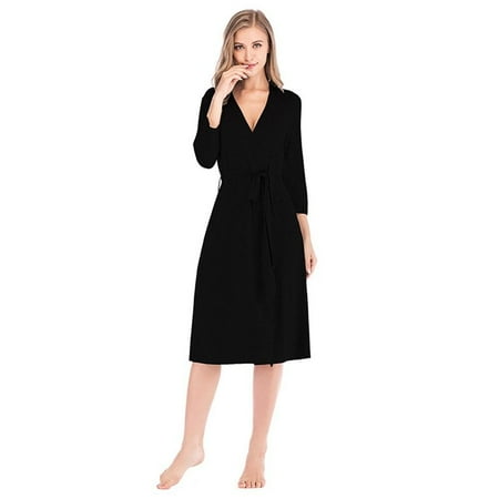 

[Big sales!!]Women Kimono Robes Lightweight Sleepdress Three Quarter Sleeve Bathrobe Knee Length Soft Sleepwear Ladies Loungewear S-XXL