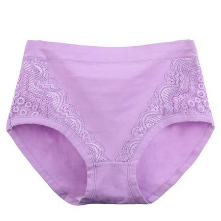 opvise Menstruation Panties Lace High Waist Leak Proof Close Fit Plus Size Cotton Crotch Obesity Briefs Middle Aged Underwear Pink 5XL