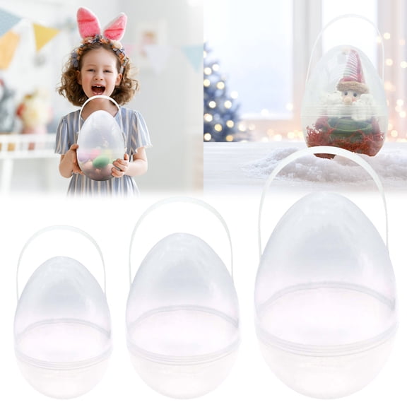 SHENGXINY Clear Giant Easter Egg, Handheld Transparent Twisted Storage Box Hollow Round Decor, Easter Decorations and Ornaments, Ideal for Easter Egg Stuffing & Gift Display Clear 5.91x4.13in