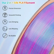 Multicolor 3D Printer Filament,Dual/Tri Color 1.75mm PLA Silk Shiny Printing Filament,250g(0.55lbs) Fit Most FDM 3D Printer