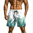 thumbnail image 3 of Yaoyar Men's Flame Graphic Print Beach Shorts with Dual Side Pockets Elastic Waist Summer Swim Trunks for Men,Light Blue,3XL, 3 of 8