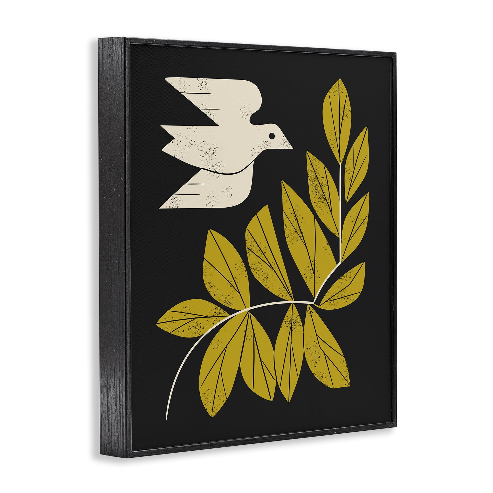Stupell Industries Midcentury Dove & Branch Black Framed Giclee Art, design by Renea L. Thull