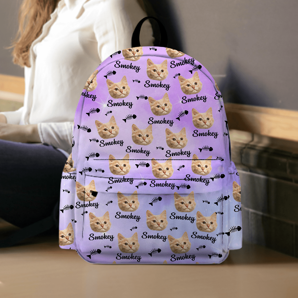 Custom Pet Photo Backpack Gift For Dog Cat Lovers. Name And Photo Can Be Changed. Back To School Gifts