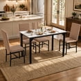 thumbnail image 6 of SYNGAR 5 Piece Kitchen Table and Chairs Set for 4, Faux Marble Dining Table with 4 Upholstered Chairs, Breakfast Nook Dining Set, Khaki Chair/White Tabletop, 6 of 9