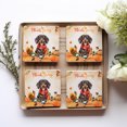 thumbnail image 4 of Happy Thanksgiving Dachshund with Turkey Pumpkins Autumn Vibes Set of 4 Stone Coasters Wiener Dog Lover Gifts Idea 4x4in Absorbent Soapstone Coaster - 12018, 4 of 5