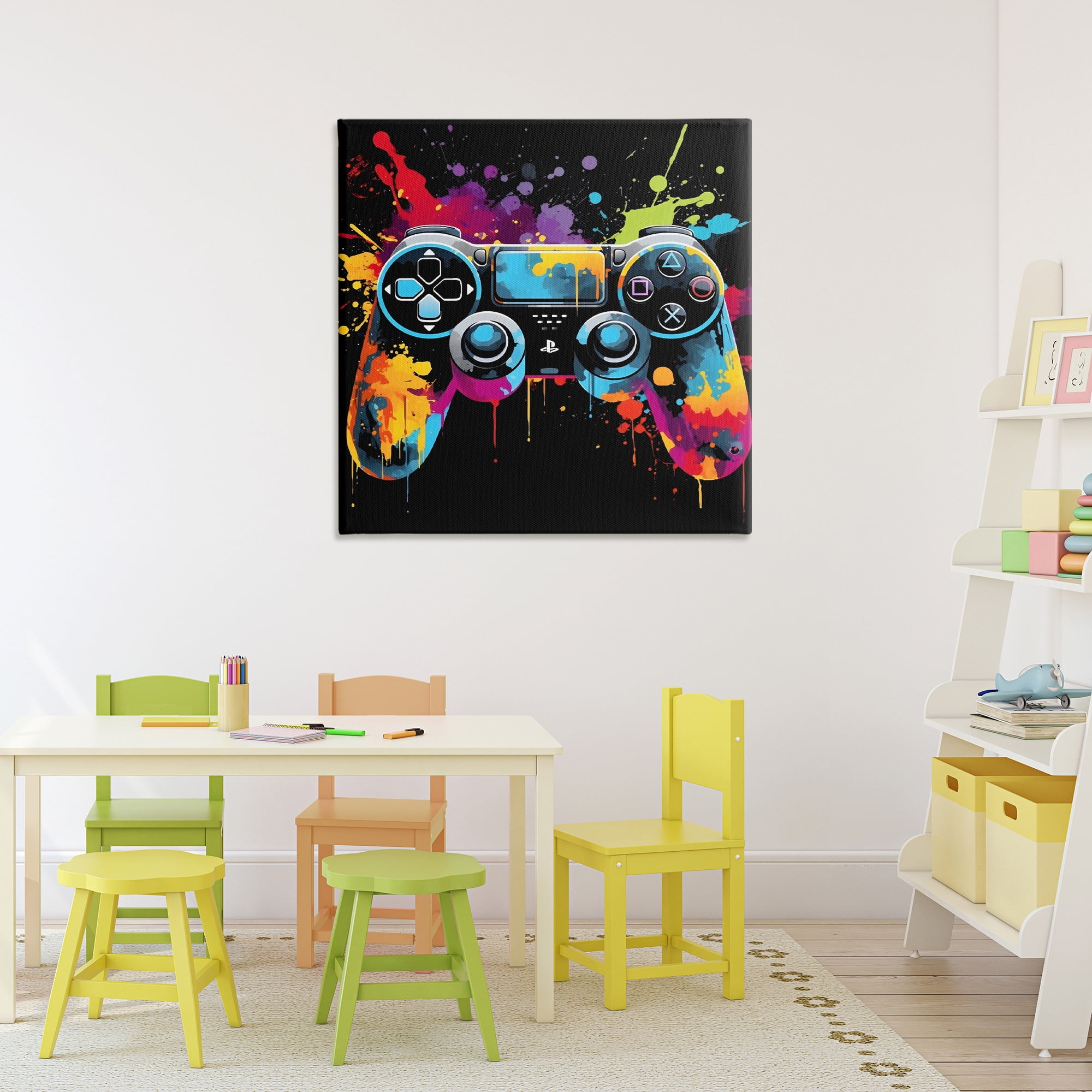 Stupell Industries Paint Splash Game Controller Canvas Wall Art, design by Creative Studio
