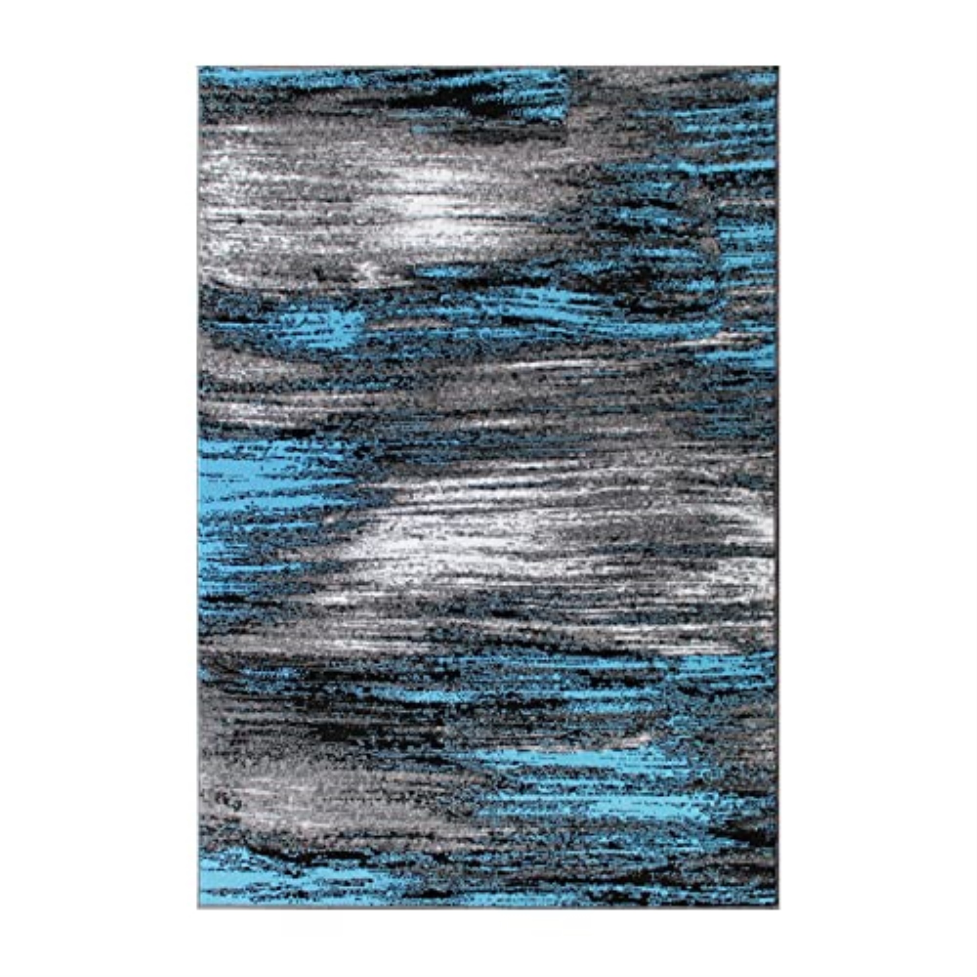 Flash Furniture Rylan Rectangular Contemporary Grey, Blue Area Rug, 5' x 7'
