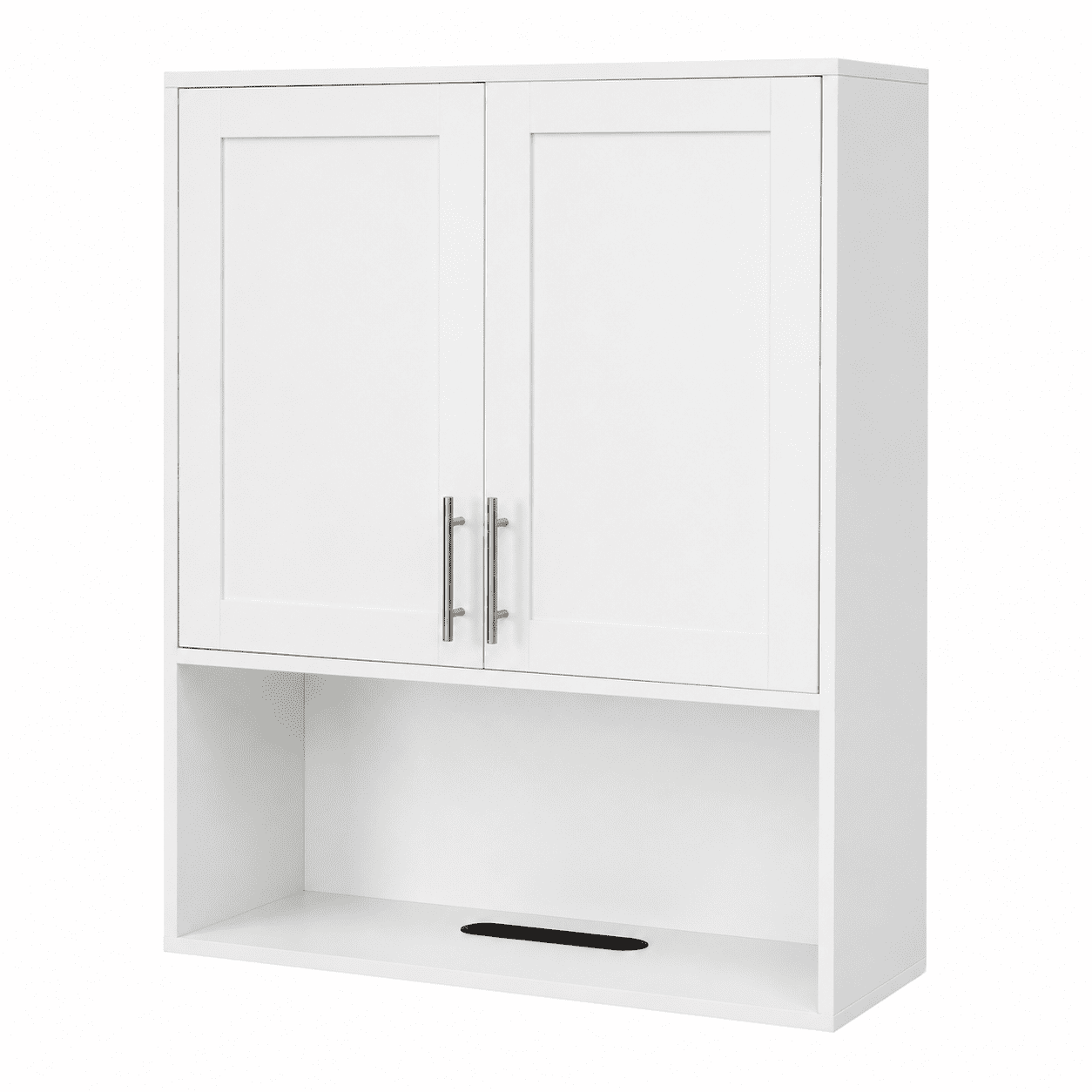 Aukfa Bathroom Wall Cabinet with Tissue Dispenser Slot, 2-Door Over the Toilet Storage Cupboard, White