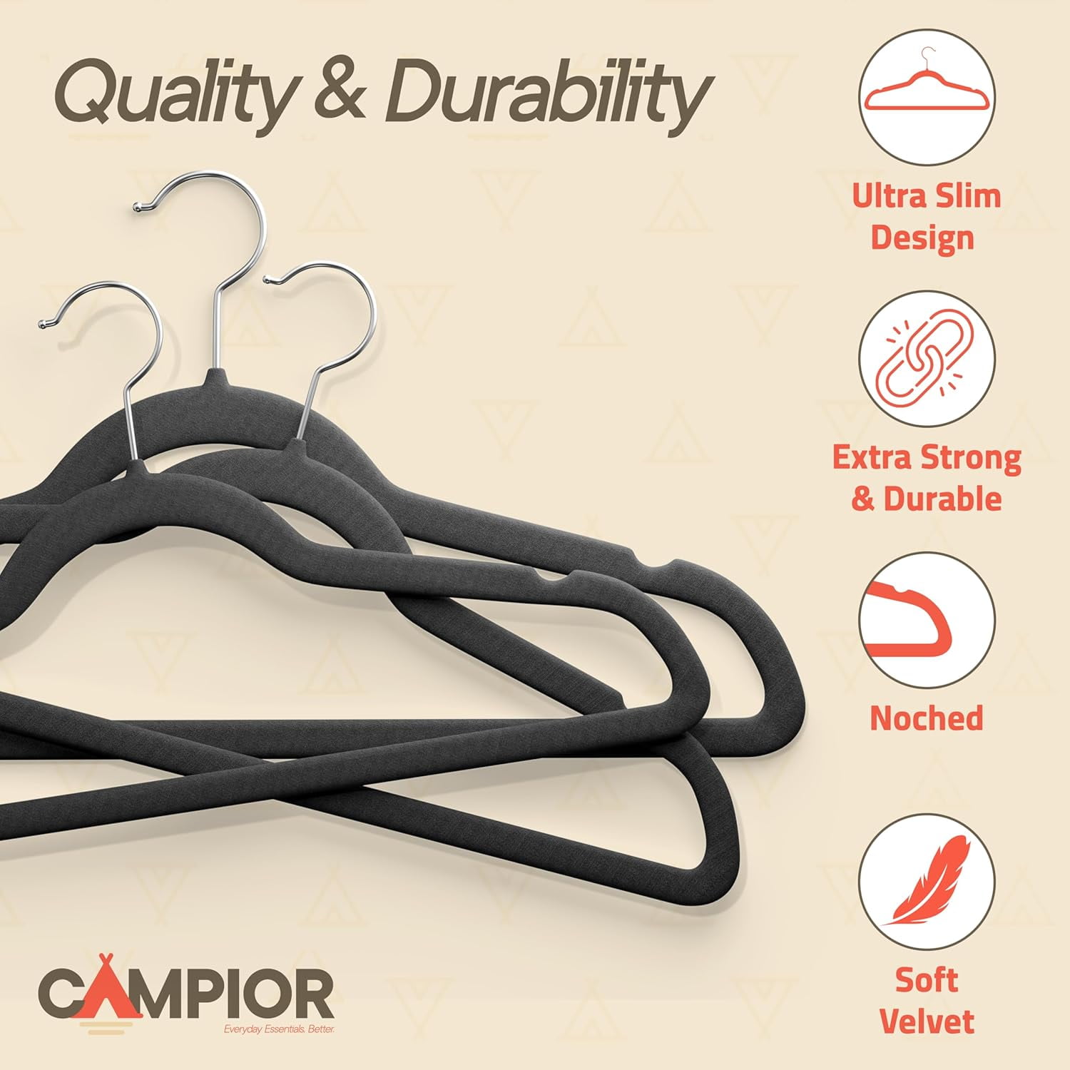 Black Velvet Hangers 5 Pack – Heavy-Duty 10 lbs Capacity, 360° Swivel Hook, Non-Slip & Space-Saving Design – Smooth Velvet Finish for Crease-Free Clothes & Effortless Closet Organization
