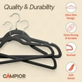thumbnail image 4 of Black Velvet Hangers 120 Pack – Heavy-Duty 11 lbs Capacity, 360° Swivel Hook, Non-Slip & Space-Saving Design – Smooth Velvet Finish for Crease-Free Clothes & Effortless Closet Organization, 4 of 8