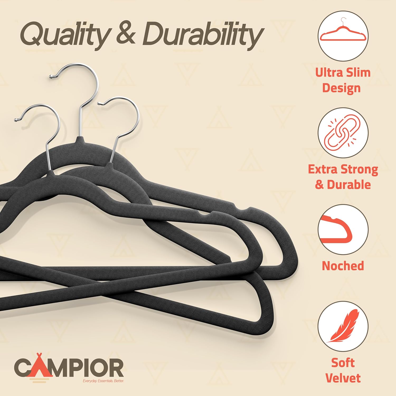 Campior Black Velvet Hangers 5-Pack photo 4