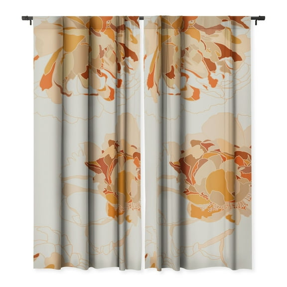 Society6 Iveta Abolina Peony Line Art I Single Panel Room Darkening Window Curtain 50" x 64"