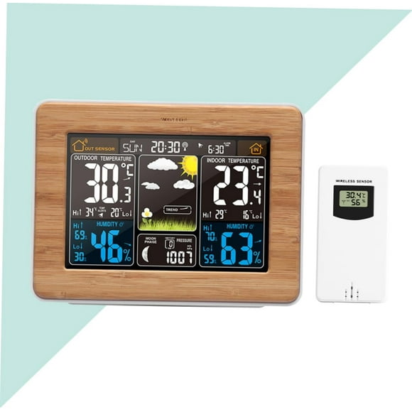Yardwe aa baterries Weather Forecast Power Adapter Humidity Meters thermist Daily Alarm Wireless Alarm Clock LCD Clock Time/Date Display Multi Function Clock Liquid Crystal Radio Clock