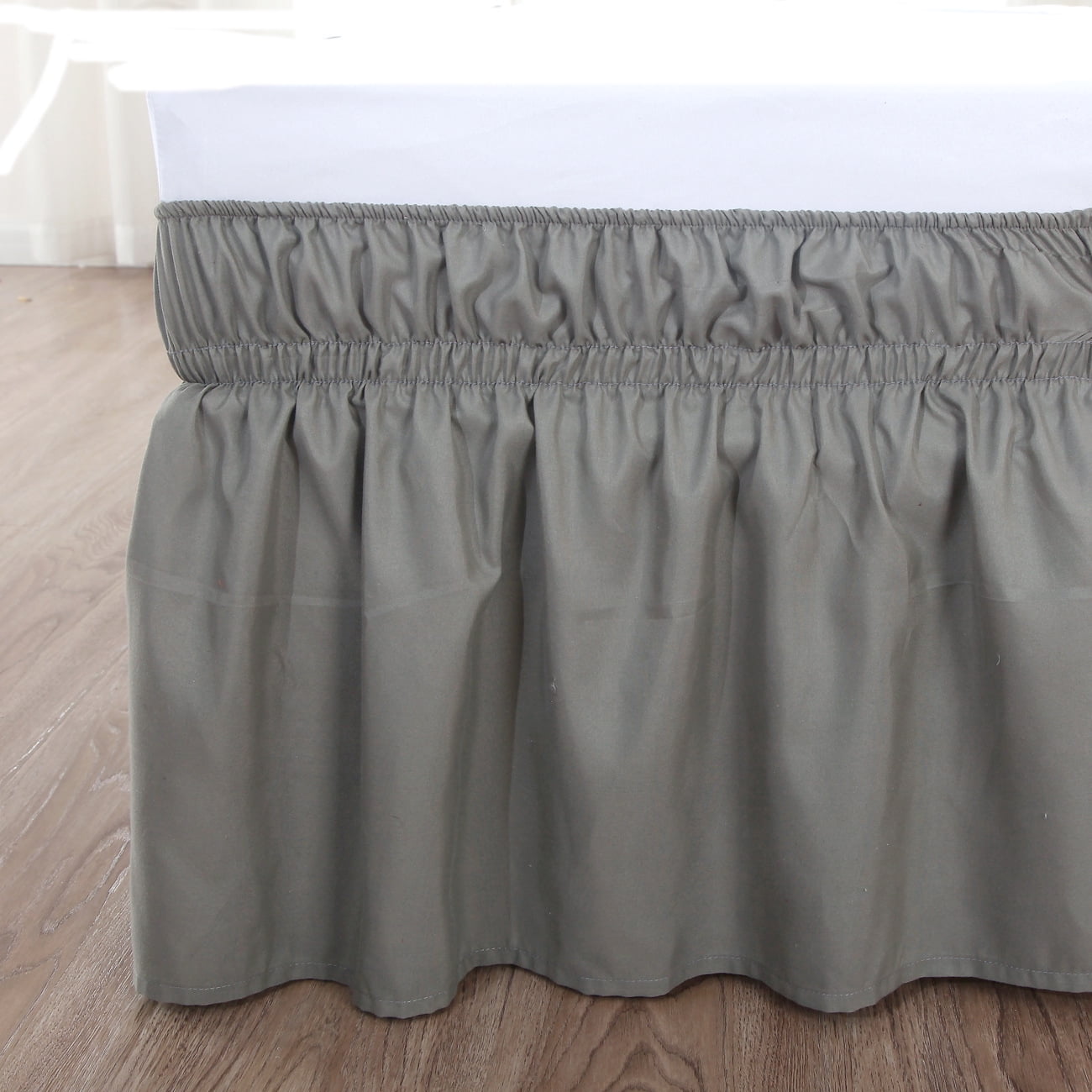 suxuMhao Bed Skirt Queen Size, 60*80+18inch Elastic Wrap Around Bed Skirt, Solid Color Easy Fit Dust Ruffle, Soft Microfiber & Polyester Bed Skirt, Machine Washable, 1 Piece Light Gray