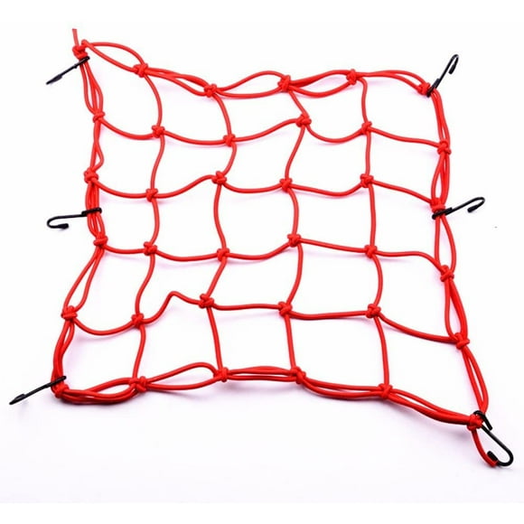 11.8" x 11.8" Expandable Bungee Cord Motorcycle Cargo Net with Metal Hooks, Red